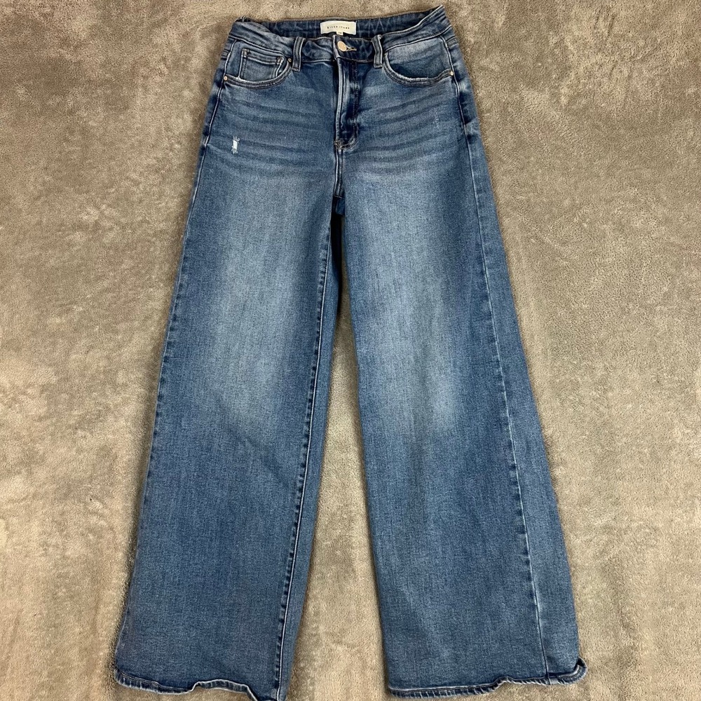 Risen High Rise Wide Leg Jeans Womens‎ 7/28 Soft Stretch Denim Modern